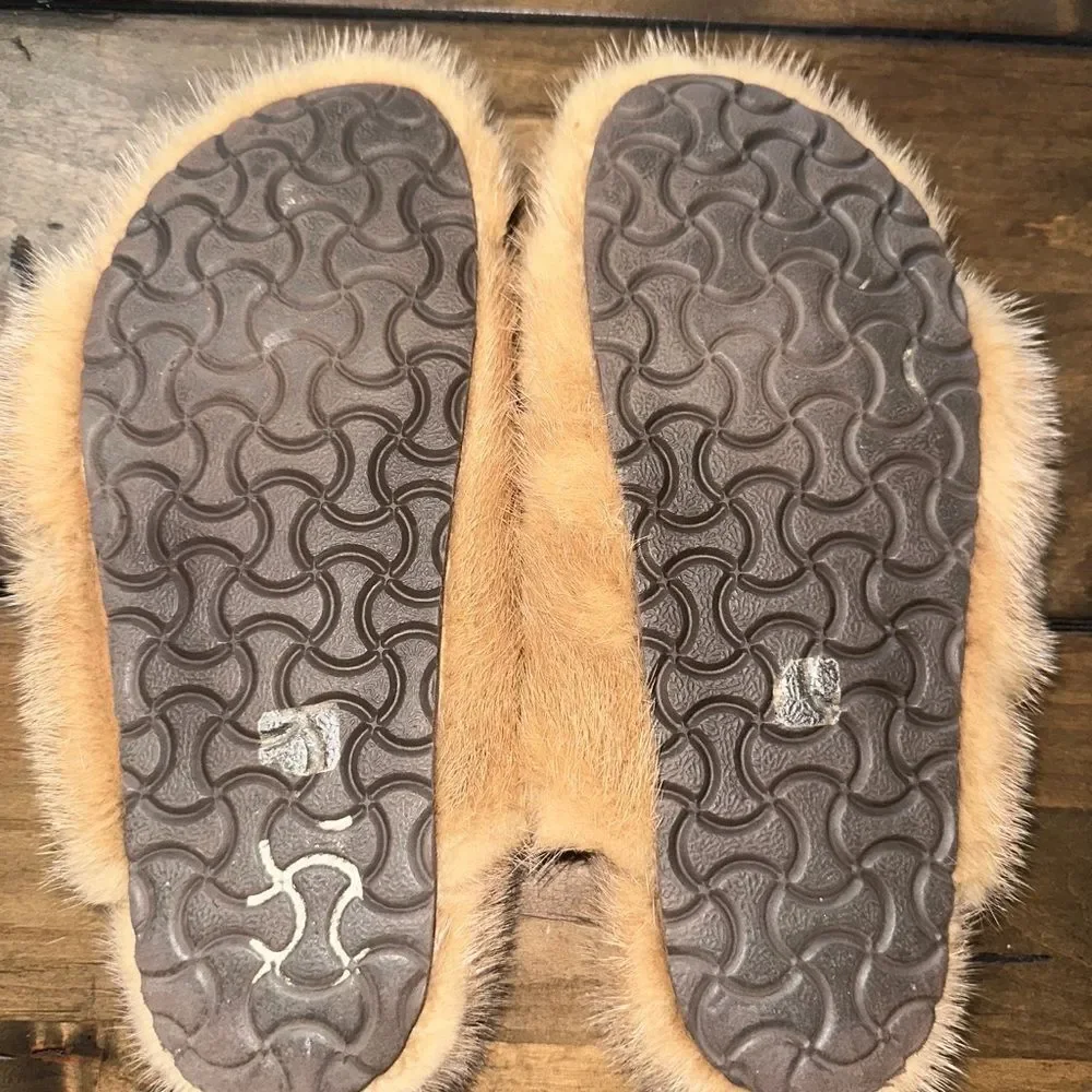 Linda Richards 100% Mink Cream Slides - Picture 5 of 7